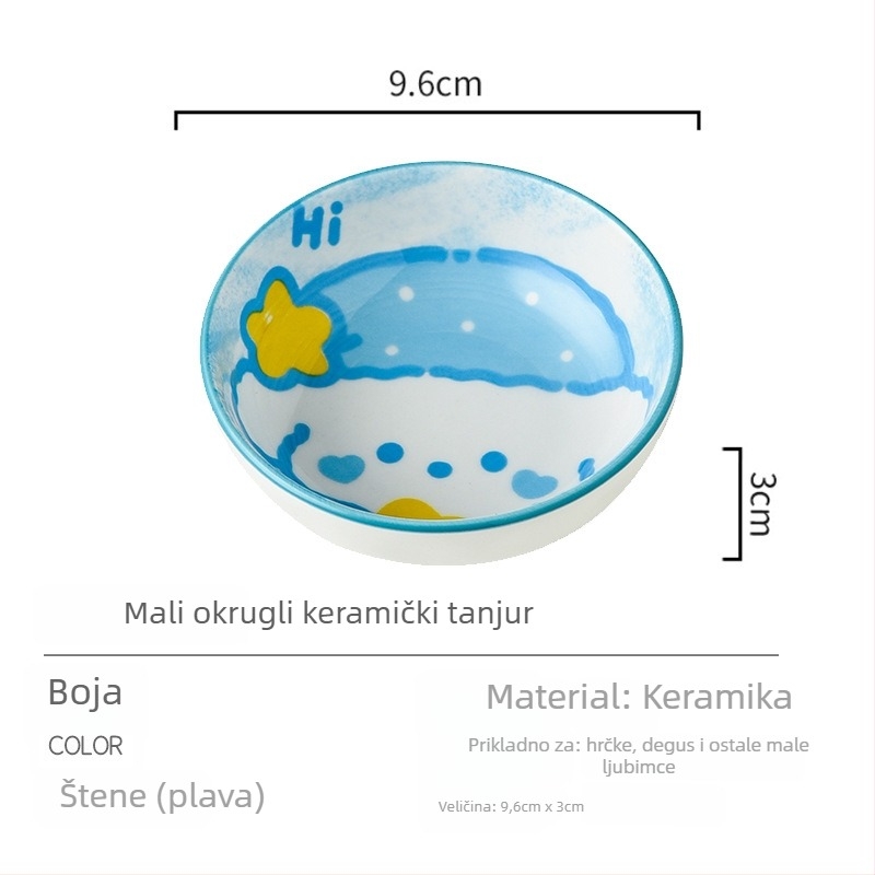 Hamster keramička zdjela – ručno oslikana, zdjela za hranu i vodu za mala životinja (Materijal: keramika; Kategorija: pribor za kućne ljubimce; Uvoz: Ne; Značka: Ostalo)