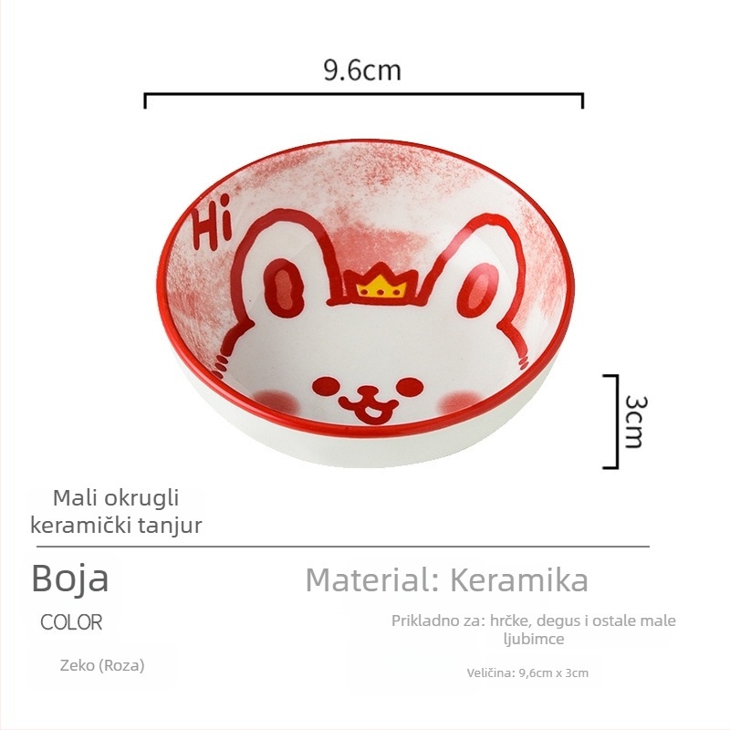 Hamster keramička zdjela – ručno oslikana, zdjela za hranu i vodu za mala životinja (Materijal: keramika; Kategorija: pribor za kućne ljubimce; Uvoz: Ne; Značka: Ostalo)