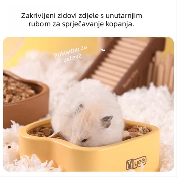 Yee keramička zdjela za hranu za hrčke, teška, otporna na prevrnuti i prskanje, veliki promjer, za hrčke, zečeve i činčile