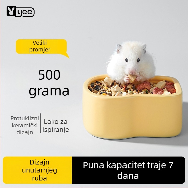 Yee keramička zdjela za hranu za hrčke, teška, otporna na prevrnuti i prskanje, veliki promjer, za hrčke, zečeve i činčile