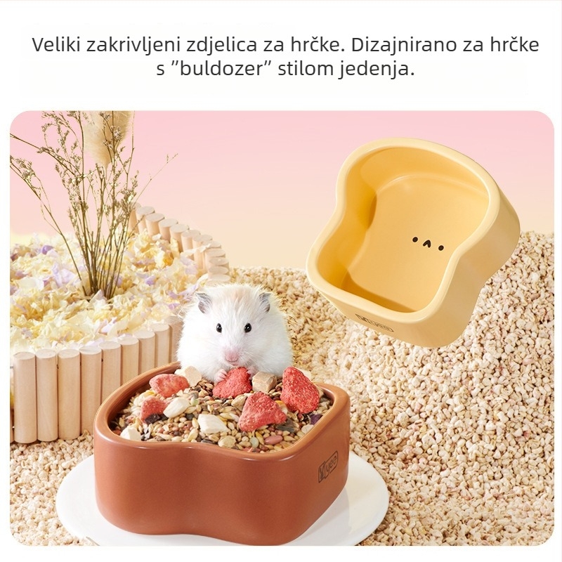 Yee keramička zdjela za hranu za hrčke, teška, otporna na prevrnuti i prskanje, veliki promjer, za hrčke, zečeve i činčile