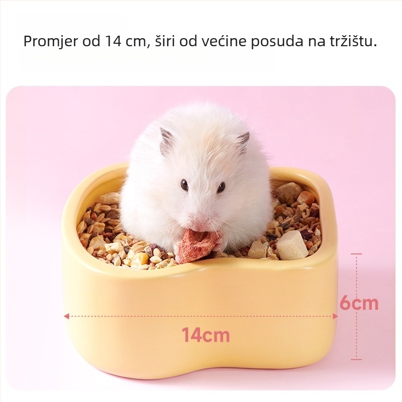 Yee keramička zdjela za hranu za hrčke, teška, otporna na prevrnuti i prskanje, veliki promjer, za hrčke, zečeve i činčile