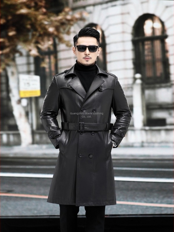 Muška jakna od prave kože, srednje duljine, jesen, visoke kvalitete, biker stil