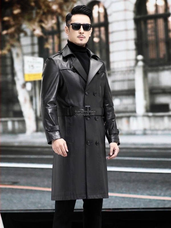 Muška jakna od prave kože, srednje duljine, jesen, visoke kvalitete, biker stil