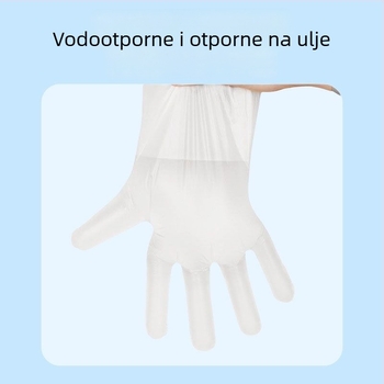 Jednokratne plastične rukavice, prozirne, debljina 0,05–0,1 mm, prehrambeni tip, otporne na masnoće