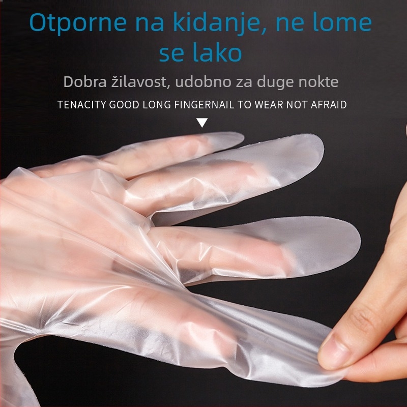 Debljane jednokratne rukavice, TPE, prozirne, otporne na masnoće, za catering i kućnu upotrebu.