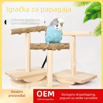 Igračka za papige s drvenom platformom od Zanthoxylum, grickaljka štapić i funkcija trešenja