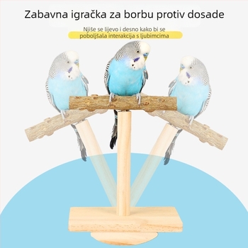 Igračka za papige s drvenom platformom od Zanthoxylum, grickaljka štapić i funkcija trešenja