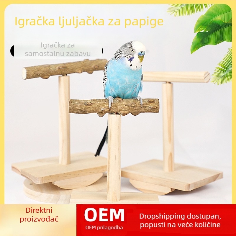 Igračka za papige s drvenom platformom od Zanthoxylum, grickaljka štapić i funkcija trešenja