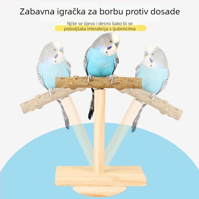 Igračka za papige s drvenom platformom od Zanthoxylum, grickaljka štapić i funkcija trešenja