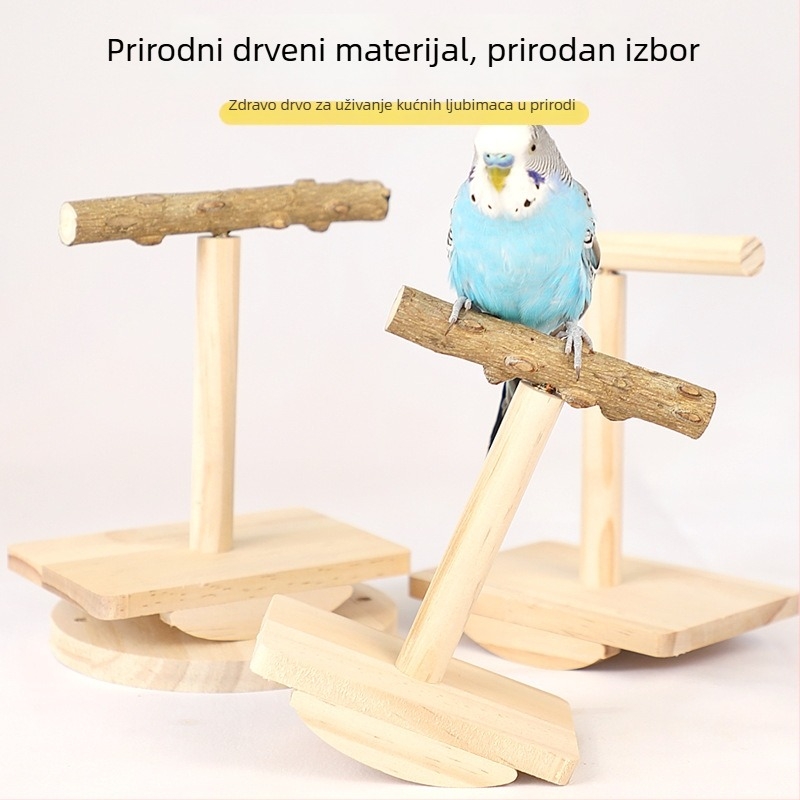 Igračka za papige s drvenom platformom od Zanthoxylum, grickaljka štapić i funkcija trešenja