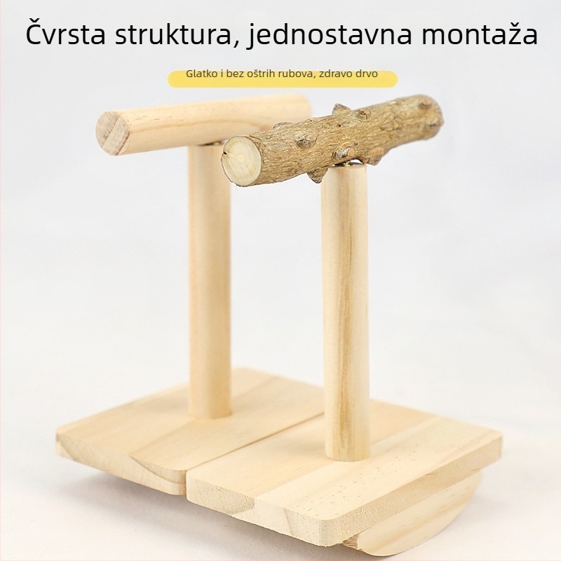 Igračka za papige s drvenom platformom od Zanthoxylum, grickaljka štapić i funkcija trešenja