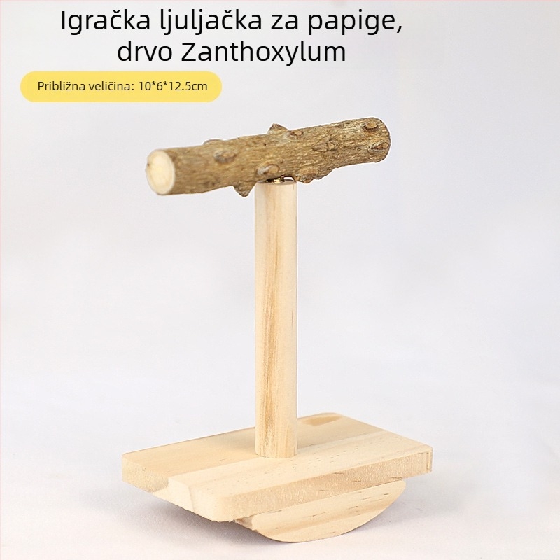 Igračka za papige s drvenom platformom od Zanthoxylum, grickaljka štapić i funkcija trešenja