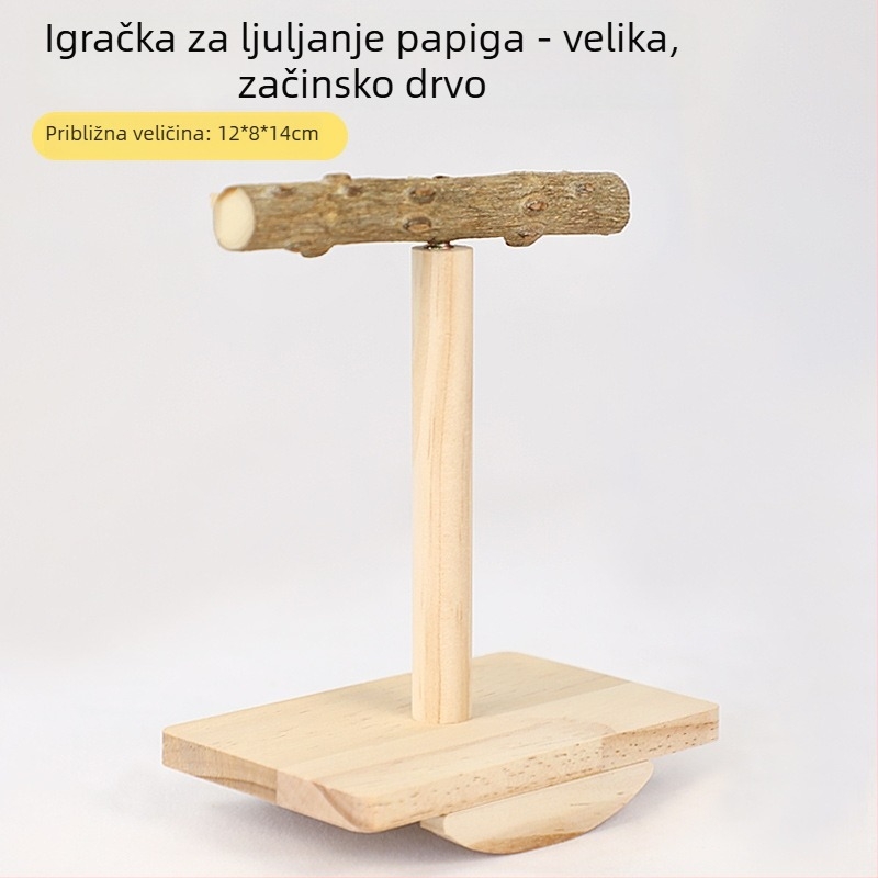 Igračka za papige s drvenom platformom od Zanthoxylum, grickaljka štapić i funkcija trešenja