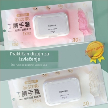 Ekstraduge jednokratne lateks rukavice, vodootporne, za kuhinju i pranje posuđa, izdržljive