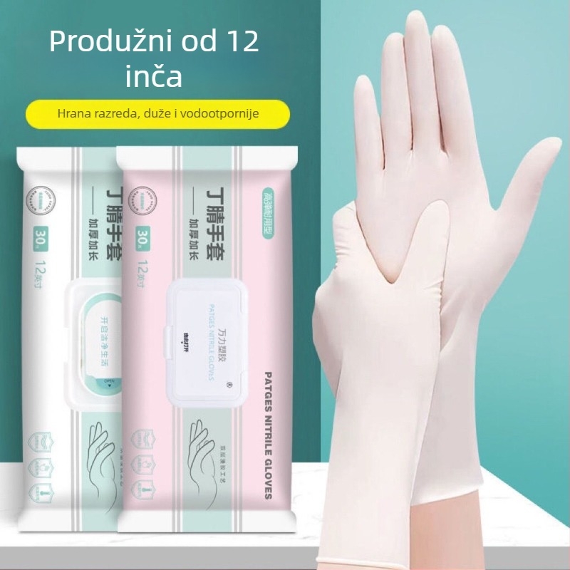 Ekstraduge jednokratne lateks rukavice, vodootporne, za kuhinju i pranje posuđa, izdržljive