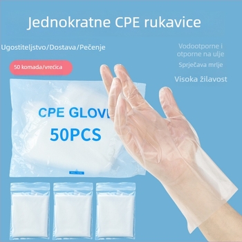 Jednokratne CPE rukavice, kvalitete hrane, prozračne, debljina 0,1–0,2 mm, zaštita od prašine