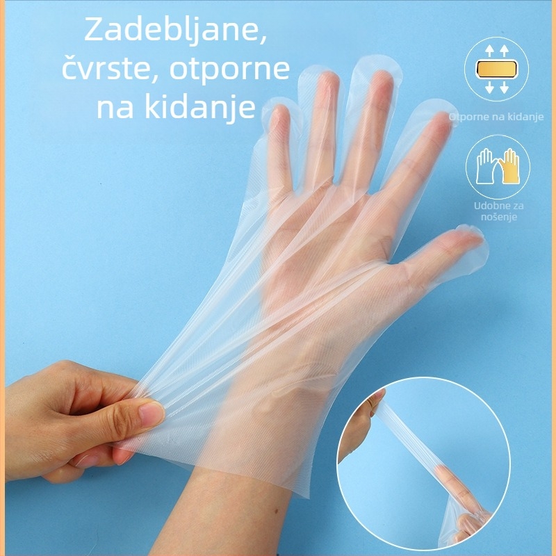 Jednokratne CPE rukavice, kvalitete hrane, prozračne, debljina 0,1–0,2 mm, zaštita od prašine