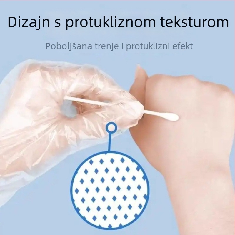 Jednokratne PE rukavice za medicinsku upotrebu — debele PE rukavice, pogodne za bolničke preglede, preradu hrane i kozmetičke tretmane