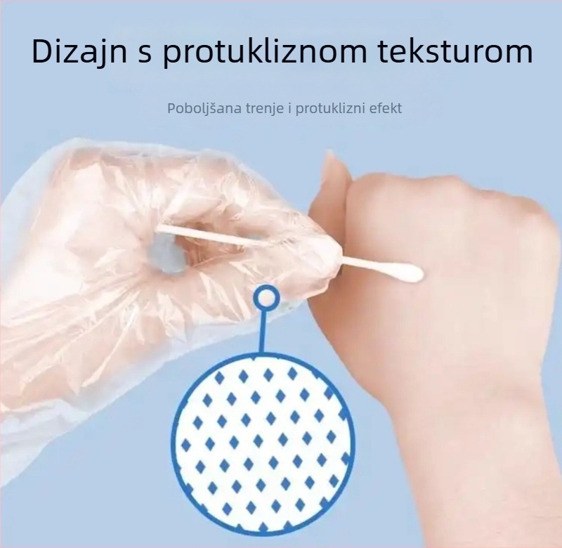 Jednokratne PE rukavice za medicinsku upotrebu — debele PE rukavice, pogodne za bolničke preglede, preradu hrane i kozmetičke tretmane