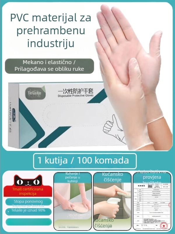 Jednokratne rukavice, debele i otporne, TPE, hrana-kvaliteta, debljina 0,1–0,2 mm, za kućnu upotrebu i catering, priprema hrane