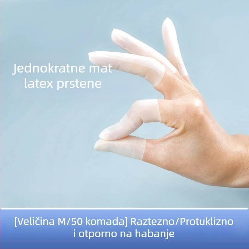Prozirne prstne zaštitne rukavice za manikuru, izuzetno tanke, s mat završnim slojem, anti-slip i bez prašine; debljina 0,2–0,3 mm; uzorak proziran; funkcija zaštita; rok trajanja 2 godine