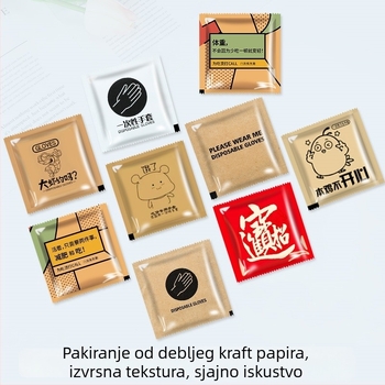 Jednokratne rukavice za hranu, prozirne plastične, zadebljane, pojedinačno pakirane, otporne na masnoću, polietilenski materijal, rok trajanja 3 godine