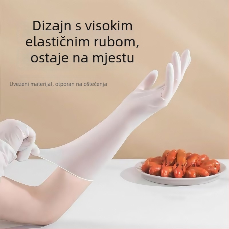 Nitrilne rukavice za pranje posuđa, jednokratne, produzene, vodootporne i otporne na masnoće, uobičajene debljine