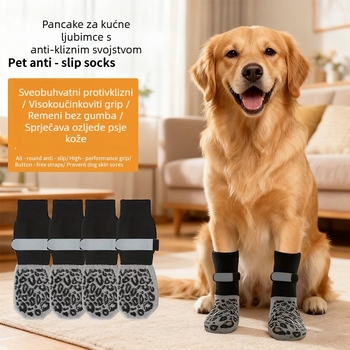 Čarape za kućne ljubimce za pse i mačke sa prugastim uzorkom, silikon/mješavina materijala, warp-knit tkanje, reljefna tekstura
