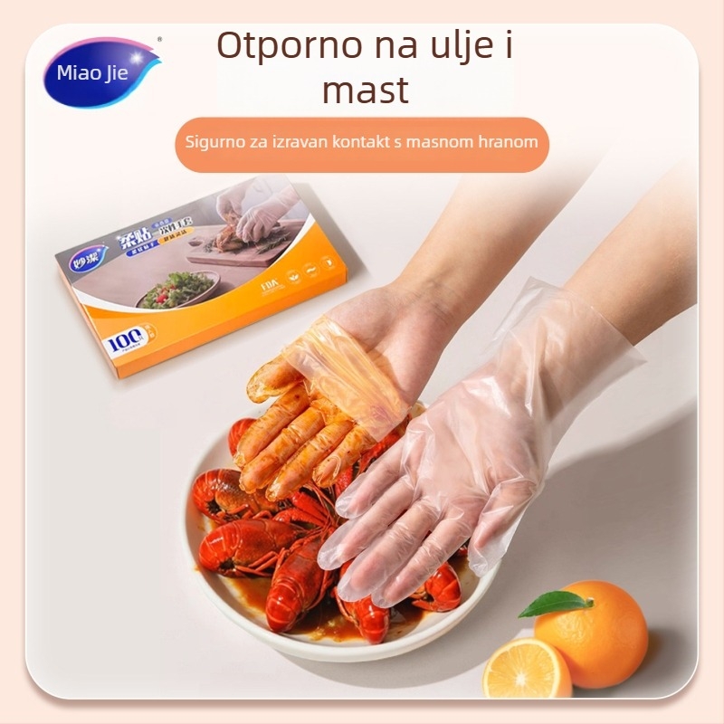 Jednokratne rukavice, PE, prehrambene kvalitete, debljine 0,05 mm, za kuhinju i kućnu upotrebu, kutija od 100 komada