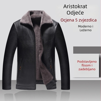 PU kožna jakna za muškarce, ležerni stil, baršunasta podstava, stojeći ovratnik, zatvarač