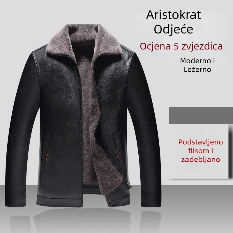 PU kožna jakna za muškarce, ležerni stil, baršunasta podstava, stojeći ovratnik, zatvarač
