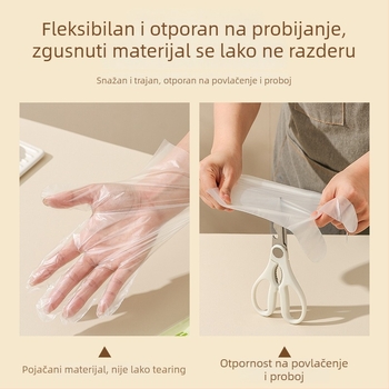 Jednokratne dječje rukavice od PE, prehrambena kvaliteta, prozirne, debljina 0,1 mm, kutija s izvučnim dizajnom