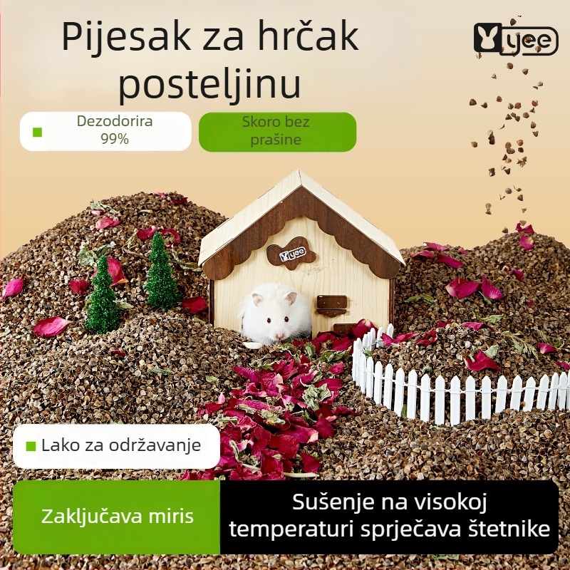 Hamster podloga od pohanke s bioenzimom, dezodorizirajući i apsorbirajući vodu, dekorativna podloga za habitat