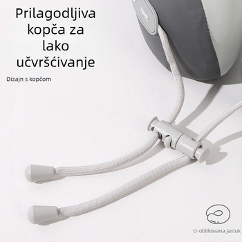 Jastuk za putovanje od memorijske pjene s U-oblikom, s logom, navlaka od pamuka i spandexa, moderan minimalistički dizajn, podrška vratnoj kralježnici
