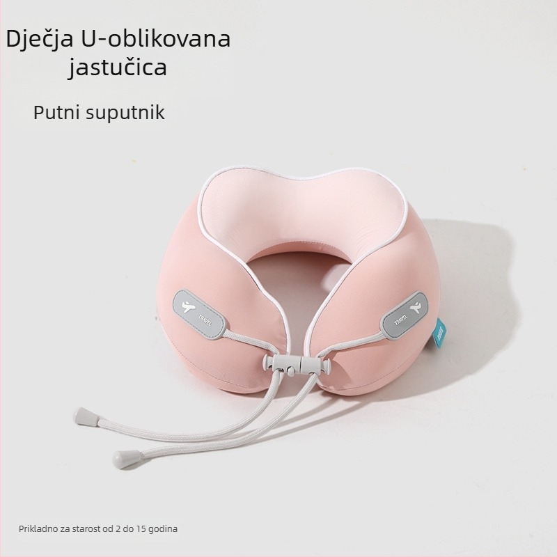 Jastuk za putovanje od memorijske pjene s U-oblikom, s logom, navlaka od pamuka i spandexa, moderan minimalistički dizajn, podrška vratnoj kralježnici