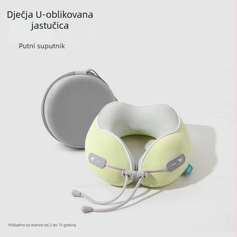 Jastuk za putovanje od memorijske pjene s U-oblikom, s logom, navlaka od pamuka i spandexa, moderan minimalistički dizajn, podrška vratnoj kralježnici
