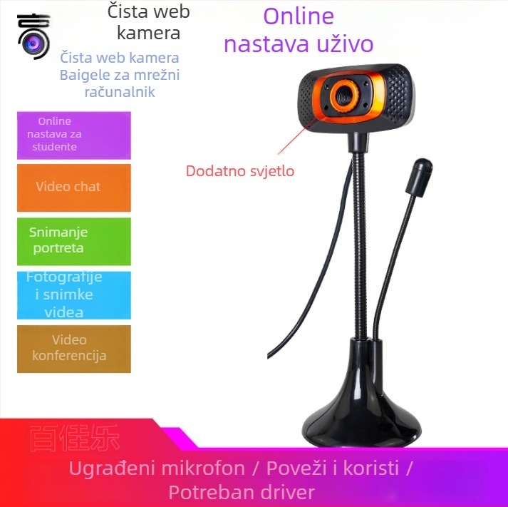 Stolna USB kamera s 0,8 MP senzorom, maksimalna rezolucija 1600x1200, 30 FPS, USB plug-and-play