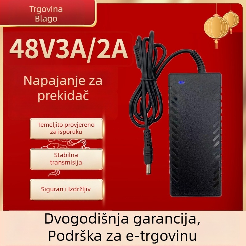Desktop napajanje 48 V, prekidačko, jednofazno, učinkovitost 97%, točnost izlaznog napona 2%, težina 400 g