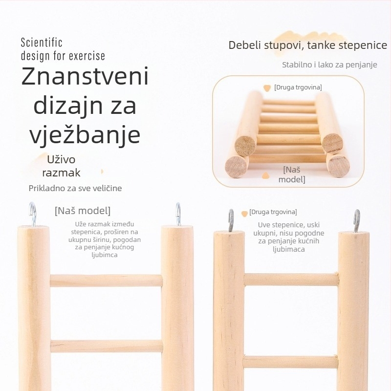 Papagajska penjačka ljestvica, masivno drvo, igračka za ptice u kavezu (Brand: Weibi; Materijal: Masivno drvo; Kategorija: Igračke za kućne ljubimce)