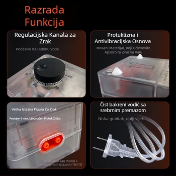 Jiyin pumpa za kisik u akvariju - kompaktna pumpa za aeraciju uzgoja riba, prozirna mehanička pumpa, tiho djelovanje, 1 kg