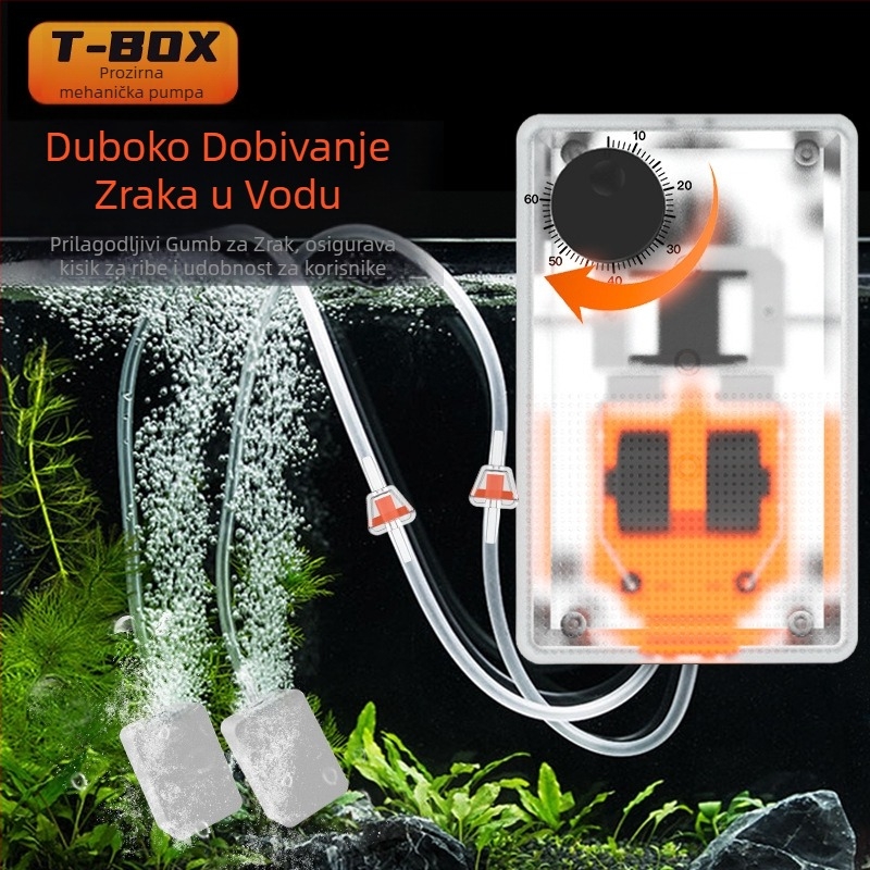 Jiyin pumpa za kisik u akvariju - kompaktna pumpa za aeraciju uzgoja riba, prozirna mehanička pumpa, tiho djelovanje, 1 kg