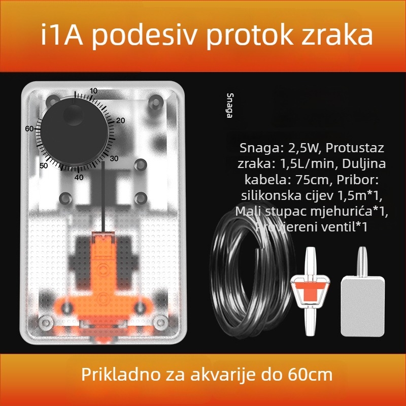 Jiyin pumpa za kisik u akvariju - kompaktna pumpa za aeraciju uzgoja riba, prozirna mehanička pumpa, tiho djelovanje, 1 kg