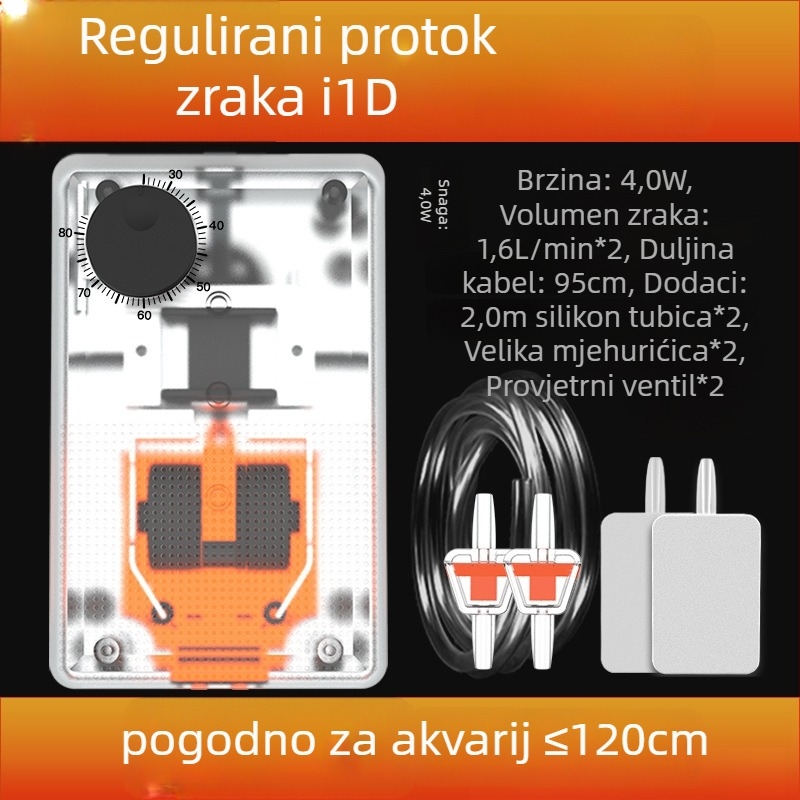 Jiyin pumpa za kisik u akvariju - kompaktna pumpa za aeraciju uzgoja riba, prozirna mehanička pumpa, tiho djelovanje, 1 kg