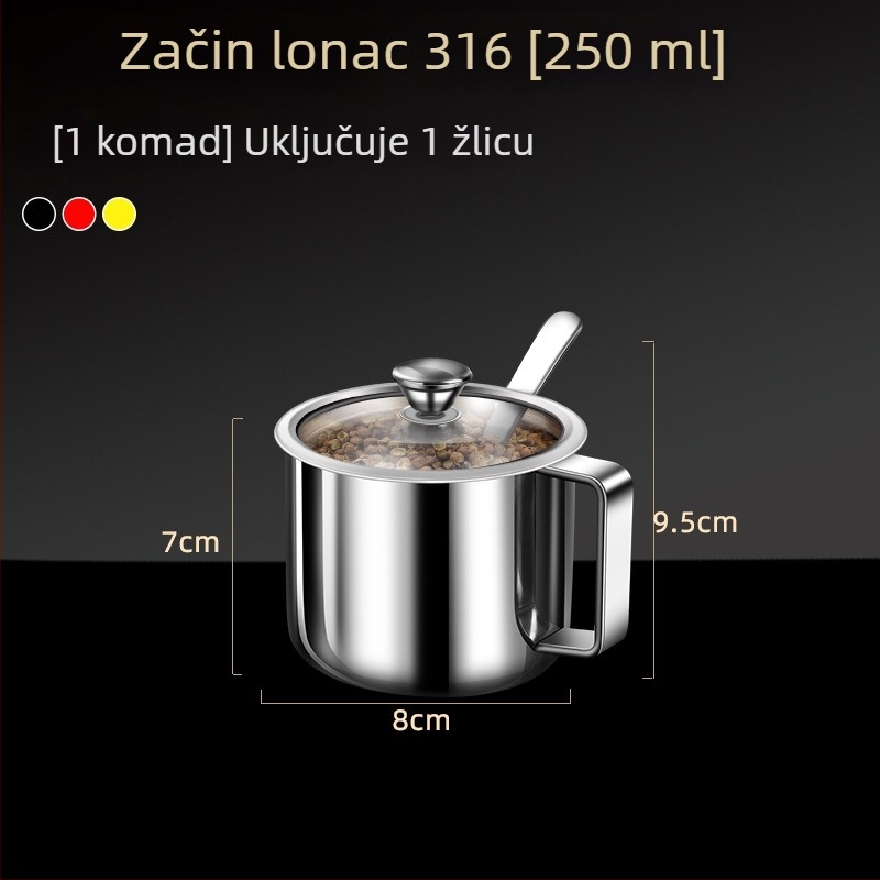 Set posuda za začine od nerđajućeg čelika 316 – vodootporan kuhinjski spremnik za čvrste začine, mogućnost prilagođenog logotipa