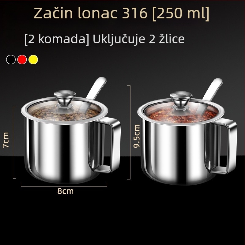 Set posuda za začine od nerđajućeg čelika 316 – vodootporan kuhinjski spremnik za čvrste začine, mogućnost prilagođenog logotipa