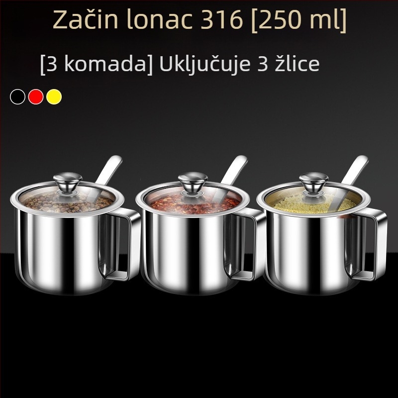Set posuda za začine od nerđajućeg čelika 316 – vodootporan kuhinjski spremnik za čvrste začine, mogućnost prilagođenog logotipa