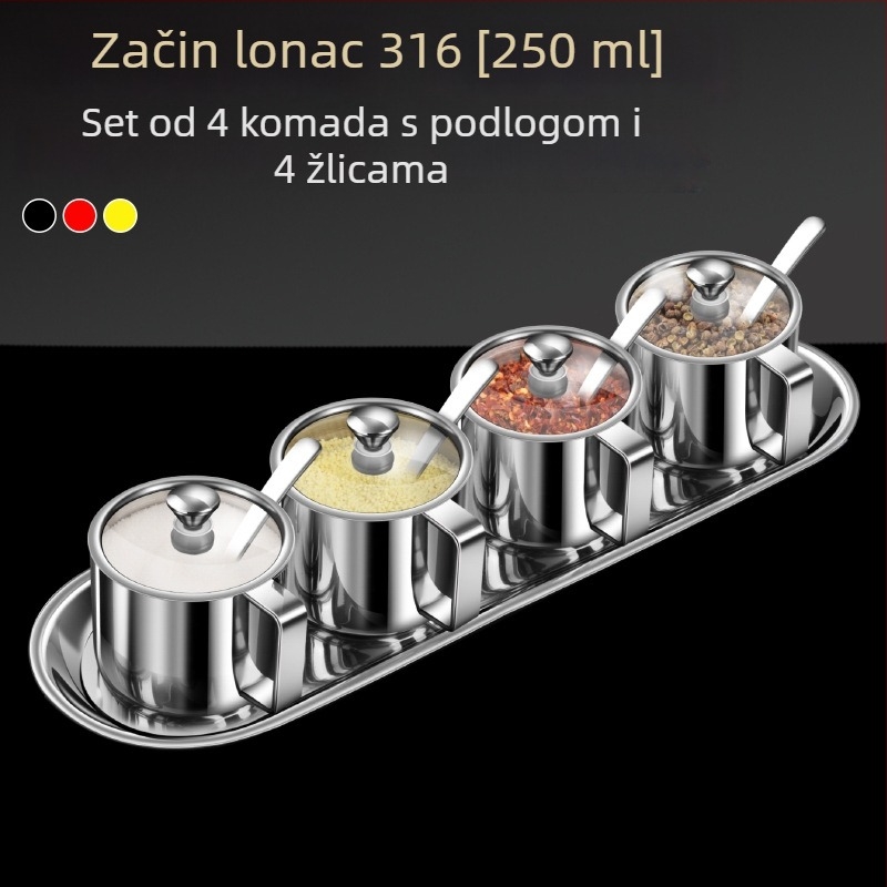 Set posuda za začine od nerđajućeg čelika 316 – vodootporan kuhinjski spremnik za čvrste začine, mogućnost prilagođenog logotipa