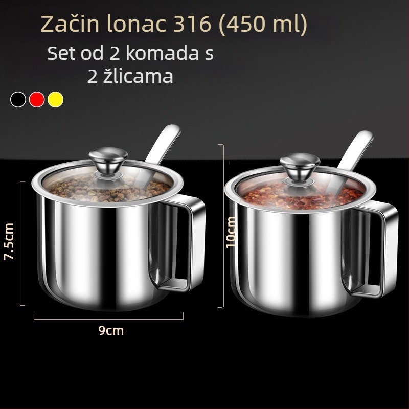 Set posuda za začine od nerđajućeg čelika 316 – vodootporan kuhinjski spremnik za čvrste začine, mogućnost prilagođenog logotipa