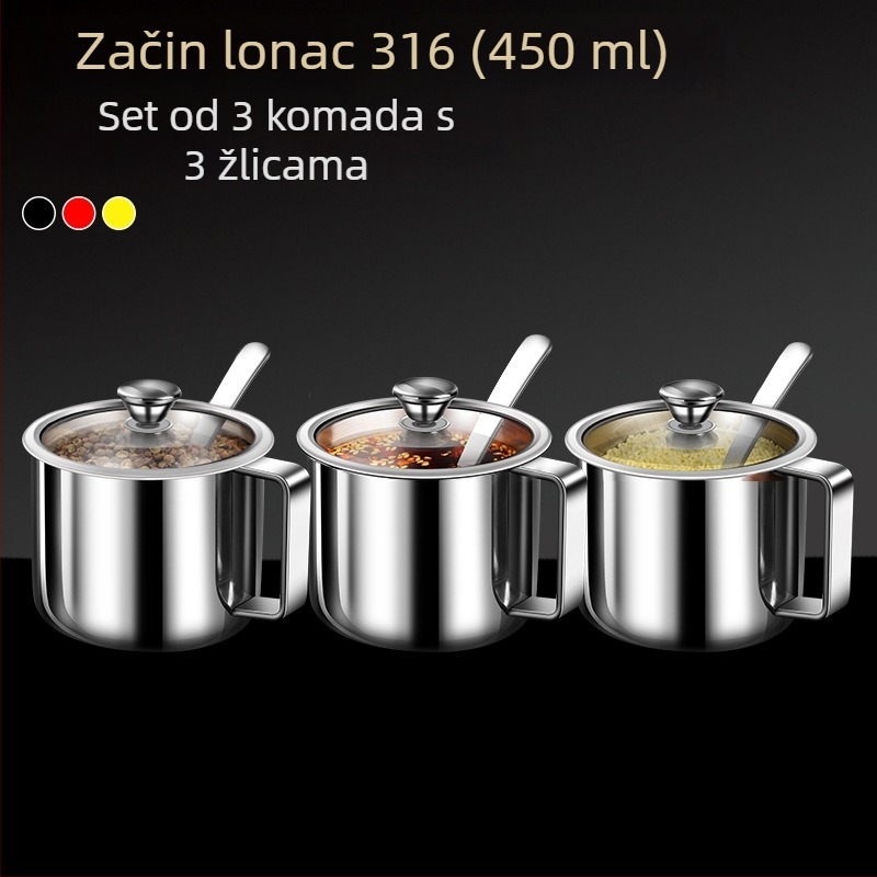 Set posuda za začine od nerđajućeg čelika 316 – vodootporan kuhinjski spremnik za čvrste začine, mogućnost prilagođenog logotipa